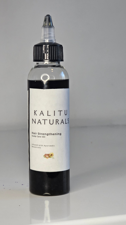 Kalitu Naturals Hair Strengthening Scalp Care Oil front view bottle with nozzle cap