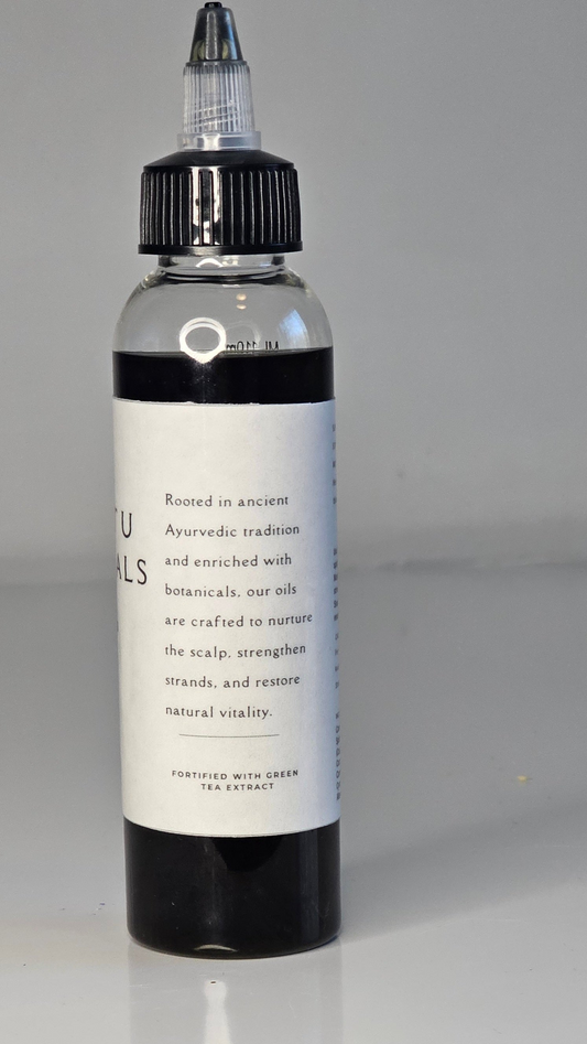 Side view of Kalitu Naturals Hair Strengthening Scalp Care Oil bottle